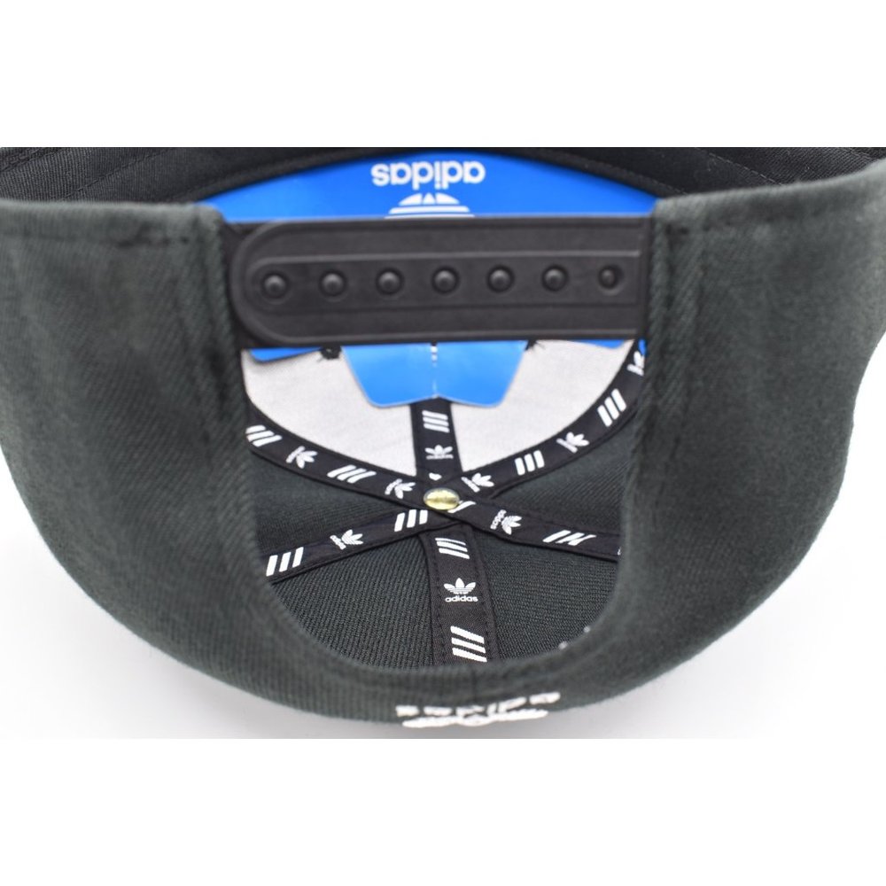 Adidas Snap Back Hat Original Black White Trefoil Flat Brim Adjustable NEW - Picture 4 of 10